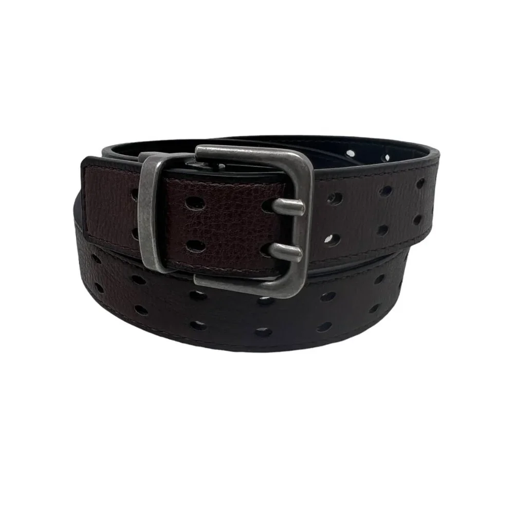 Reversible Belt Double Prong Buckle Waist Black Brown Adjustable Kids Large